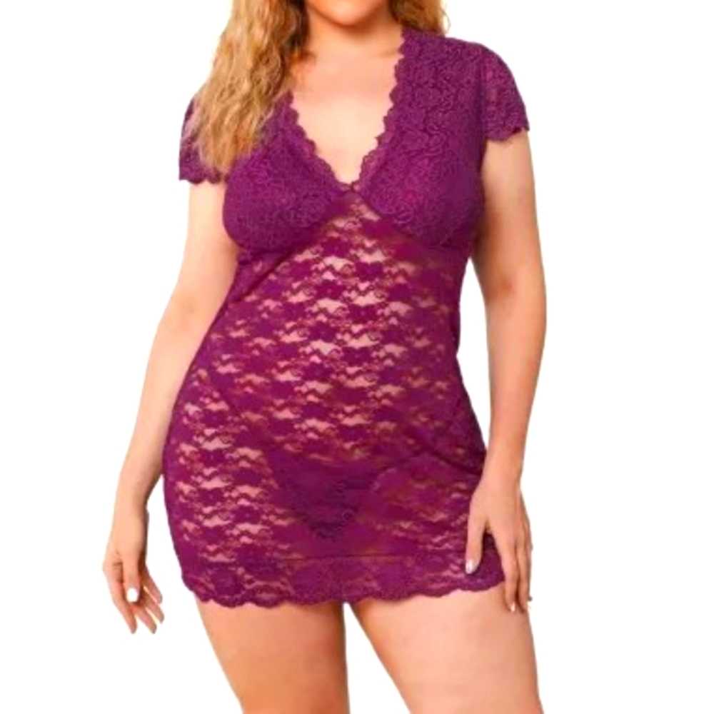 Queen Sexy Lace Chemise Set